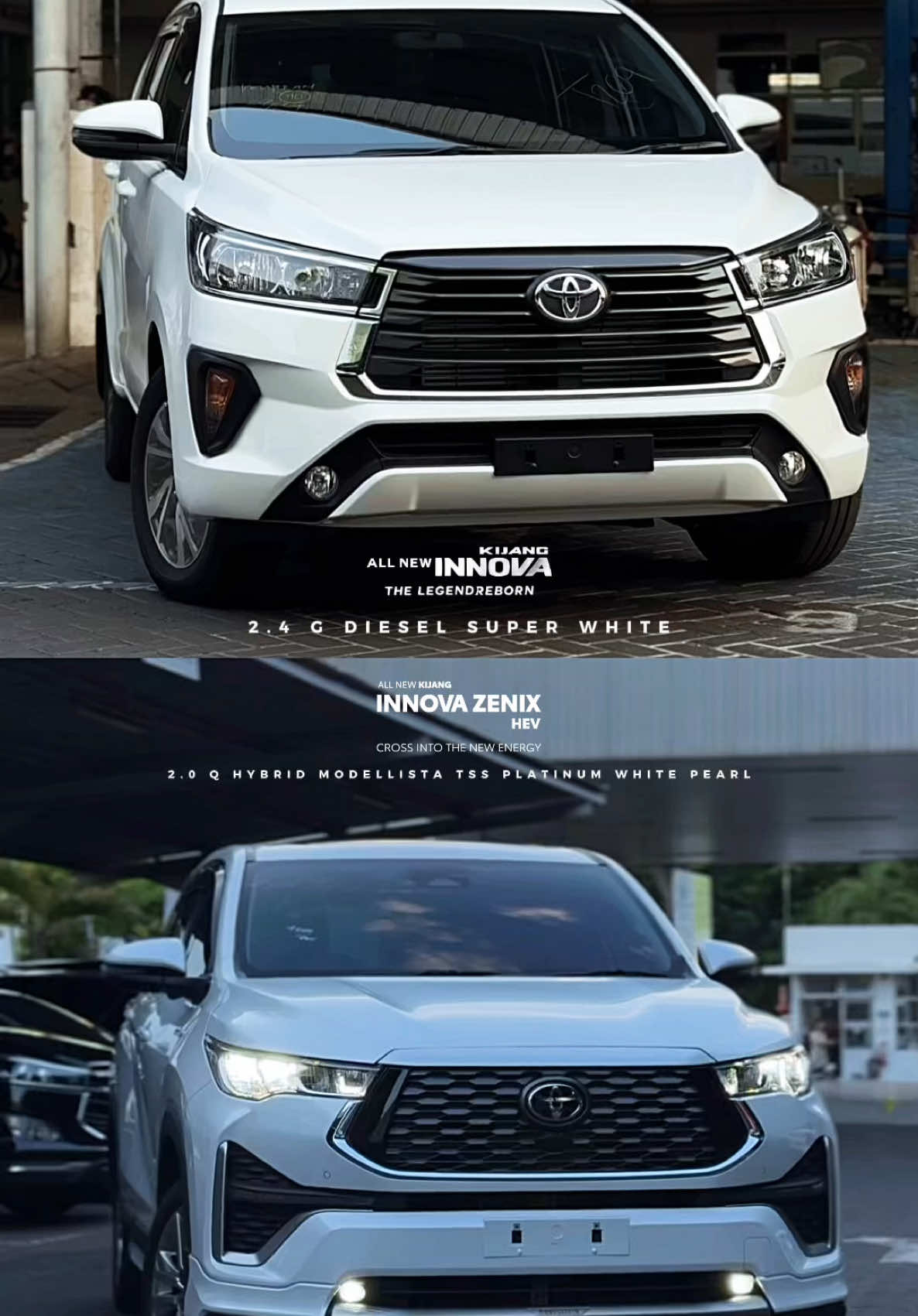 Innova Reborn 2.4 G Diesel Super White VS Innova Zenix 2.0 Q Hybrid Modellista Platinum White Pearl. Menurut Kalian Lebih Suka Reborn/Zenix?  Info Pemesanan Toyota Jawa Timur hingga Bali Hub : Mike - Account Executive Toyota Astra Auto2000 Kenjeran Surabaya 0812.3132.3273 #innovazenix #innovareborn #innova #kijanginnova #innovahybrid #zenixhybrid #toyotakijang #toyotainnova 