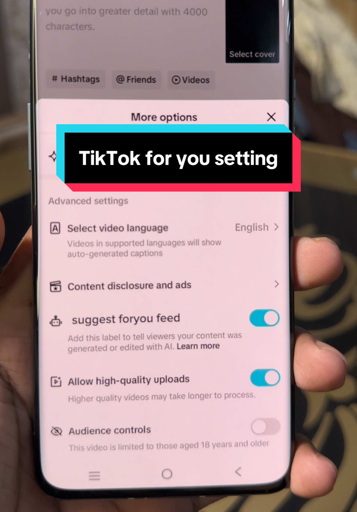 TikTok for you setting  #tiktoksetting #foryoutrick #foryou #foryoupage #tech #tips #viral #video #grow #account##fyp #LearnOnTikTok #viraltiktok #go 