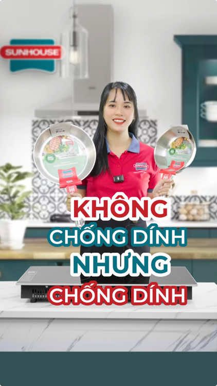 Chảo inox đa lớp chống dính tự thân  #sunhouse #giadungquocdan #giadung 