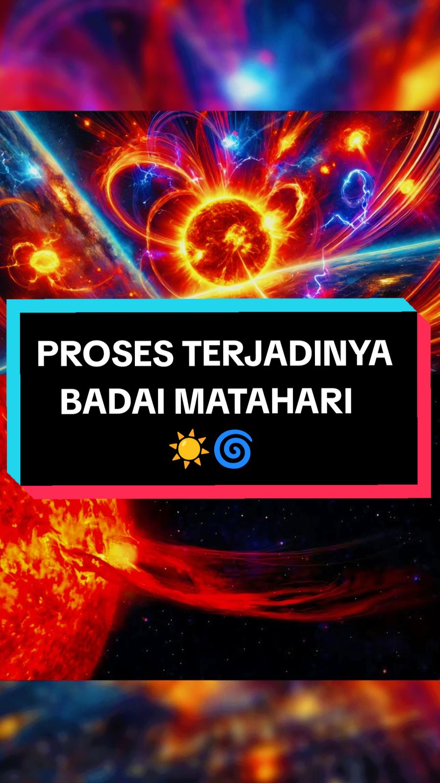 Badai Matahari adalah fenomena alam yang terjadi ketika Matahari mengeluarkan sejumlah besar partikel bermuatan dan radiasi ke ruang angkasa. Fenomena ini biasanya terjadi akibat ledakan besar yang disebut solar flare atau coronal mass ejection (CME), yang menyebabkan aliran partikel bermuatan tinggi, seperti proton dan elektron, meluncur ke arah Bumi. Badai Matahari terjadi karena aktivitas magnetik yang sangat kuat di permukaan Matahari. Ketika medan magnet di lapisan luar Matahari (korona) saling bertabrakan dan meledak, ini menghasilkan energi yang sangat besar. Ledakan ini dapat melepaskan massa korona yang sangat besar ke ruang angkasa, yang dikenal sebagai coronal mass ejection (CME). Badai Matahari bisa mempengaruhi Bumi jika partikel-partikel tersebut sampai ke atmosfer kita. Ketika partikel bermuatan ini berinteraksi dengan medan magnet Bumi, mereka dapat menyebabkan gangguan pada satelit, komunikasi radio, bahkan sistem kelistrikan di Bumi. Selain itu, badai Matahari juga dapat menciptakan aurora (cahaya utara dan selatan) yang indah di langit Bumi. Badai Matahari cenderung lebih sering terjadi selama periode solar maximum, yaitu fase dalam siklus aktivitas Matahari yang berlangsung sekitar 11 tahun.#gofhistory #semogafyp #semogabermanfaat😇🙏 #fyp #prosesterjadinyabadaimatahari#badaimatahari