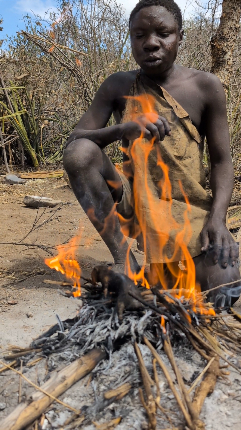 Wow That's incredible delicious breakfast 😋😋 See how Hadza boy cooks his breakfast #tiktok #africatribes #villagelife #hadzabetribe 