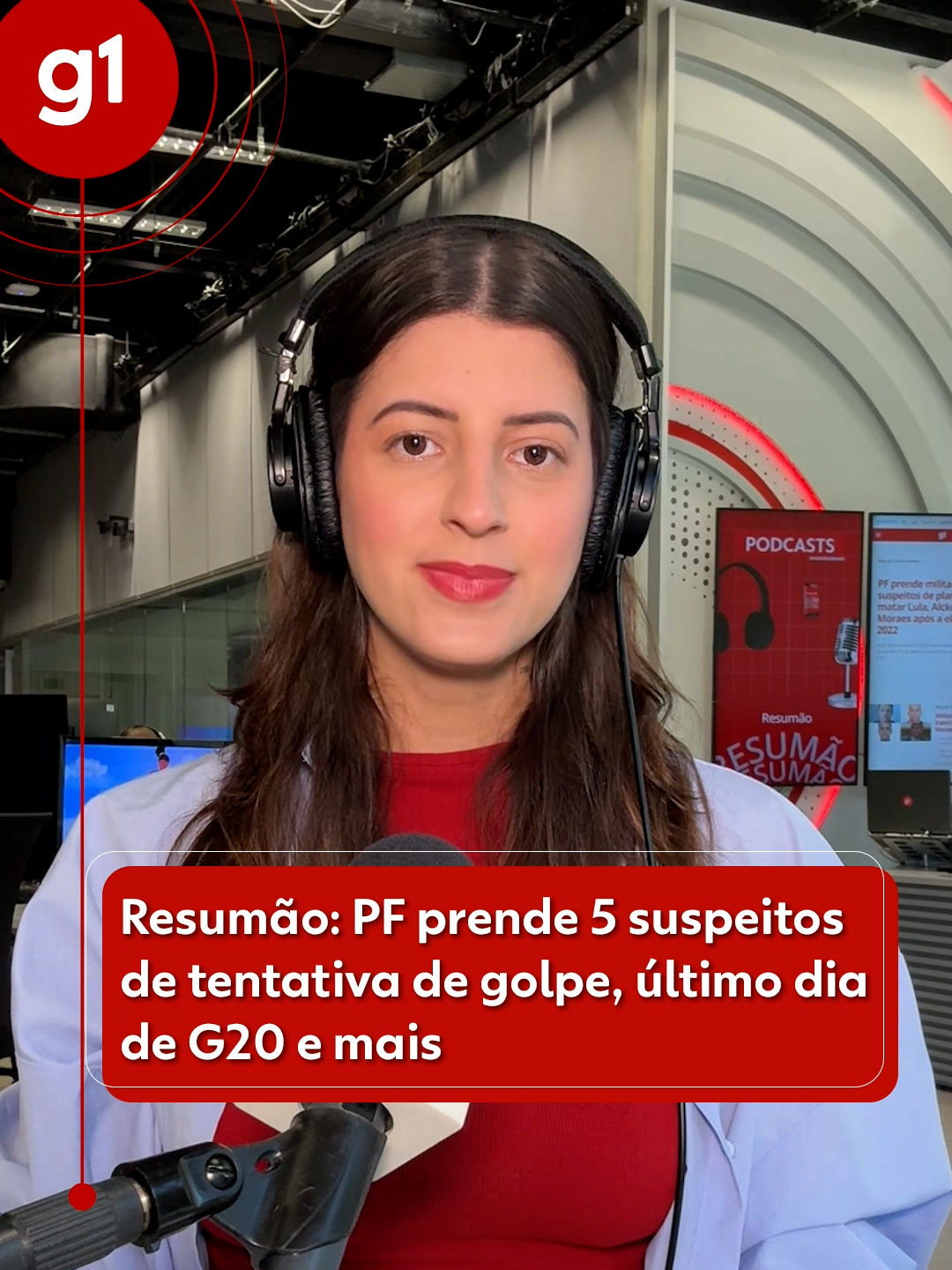 Resumão - O #g1 separou as principais notícias da manhã desta terça-feira (19). A @acarolsimoess fala sobre a operação da PF que prendeu 5 suspeitos de tentativa de golpe, último dia de G20 e mais. Veja mais em g1.com.br #resumão #notícias #tiktoknotícias