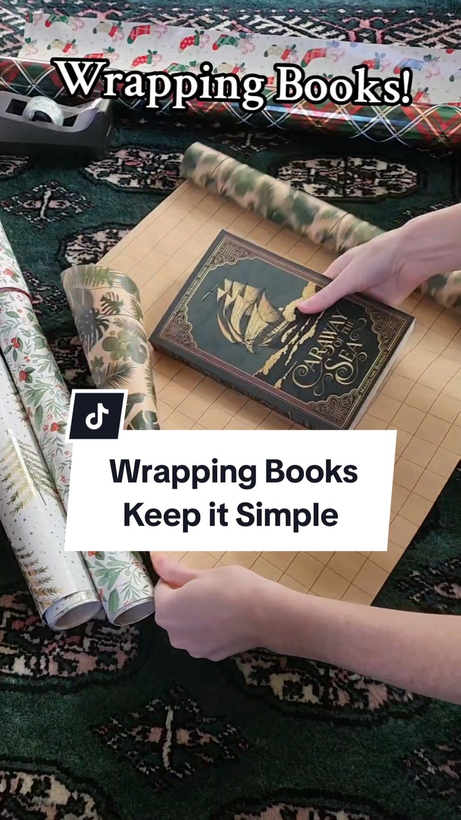 How to wrap a book for the holidays. Keep it simple! This is my favorite wrapping method for my book bundles.  #howtowrapabook #wrappingbooks #xmaswrapping #giftwrapping #books #bookish #bookworm #author 