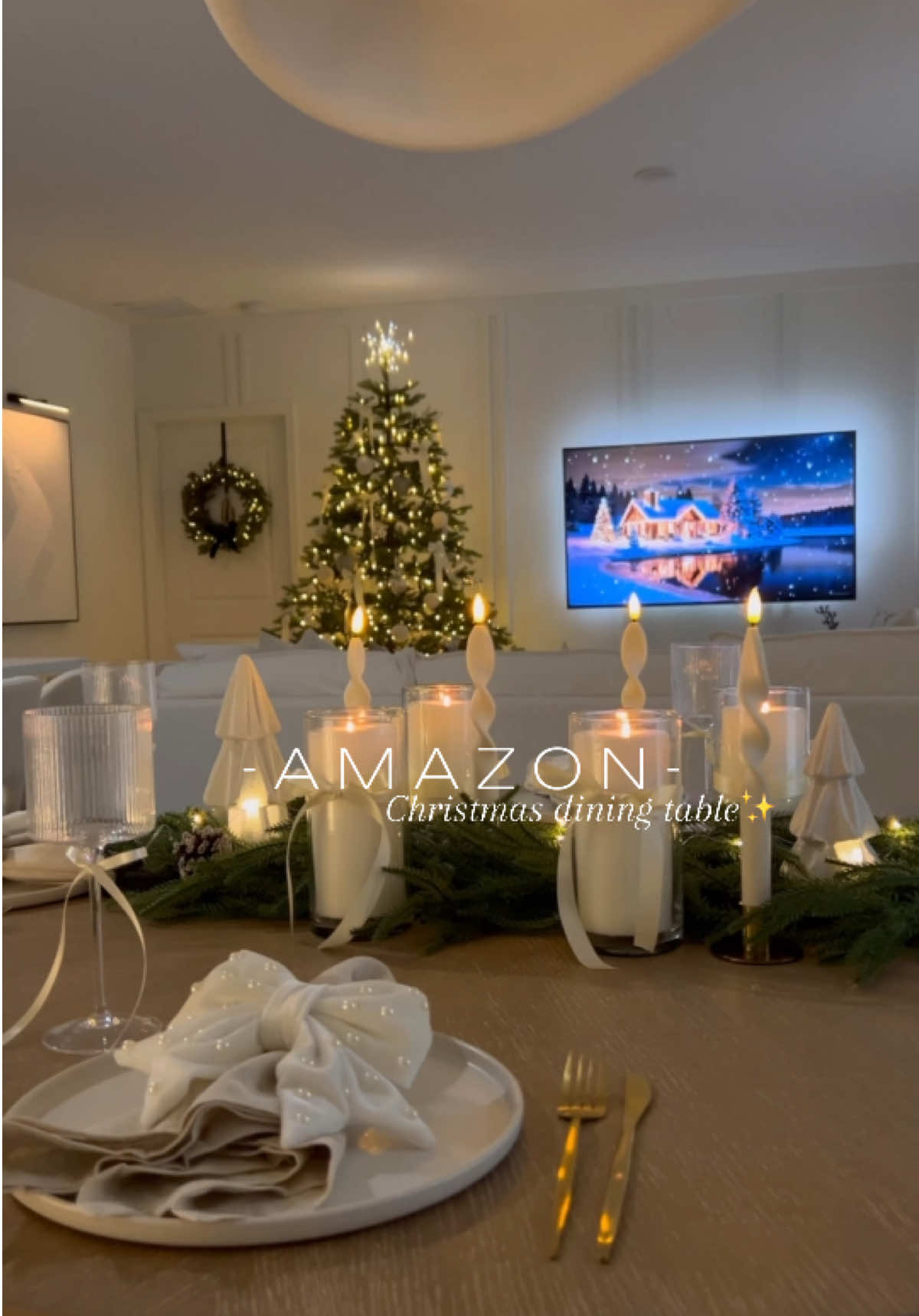 Dining table decor🦌✨| LINKS IN MY BIO AMAZON STORE FRONT & LTK 🔗 🏷️shop my home in my bio| Amazon store front🔗 #amazonfinds #amazonmusthaves #amazonhome #amazonfavorites #christmasdecor #christmastablescape #christmastable #holidaydecor #christmastree #garland #christmasdecorating #navidaddecoracion #christmas2024 #neutraldecor #homedecor #christmastime #napkins #christmastabledecor