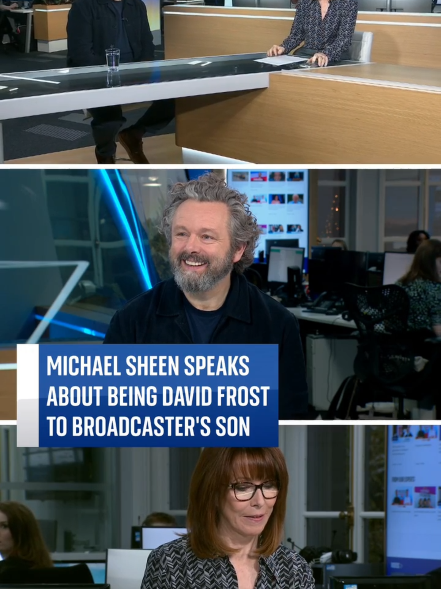 #MichaelSheen talks to #SirDavidFrost's son Wilfred, who is also a #SkyNews presenter