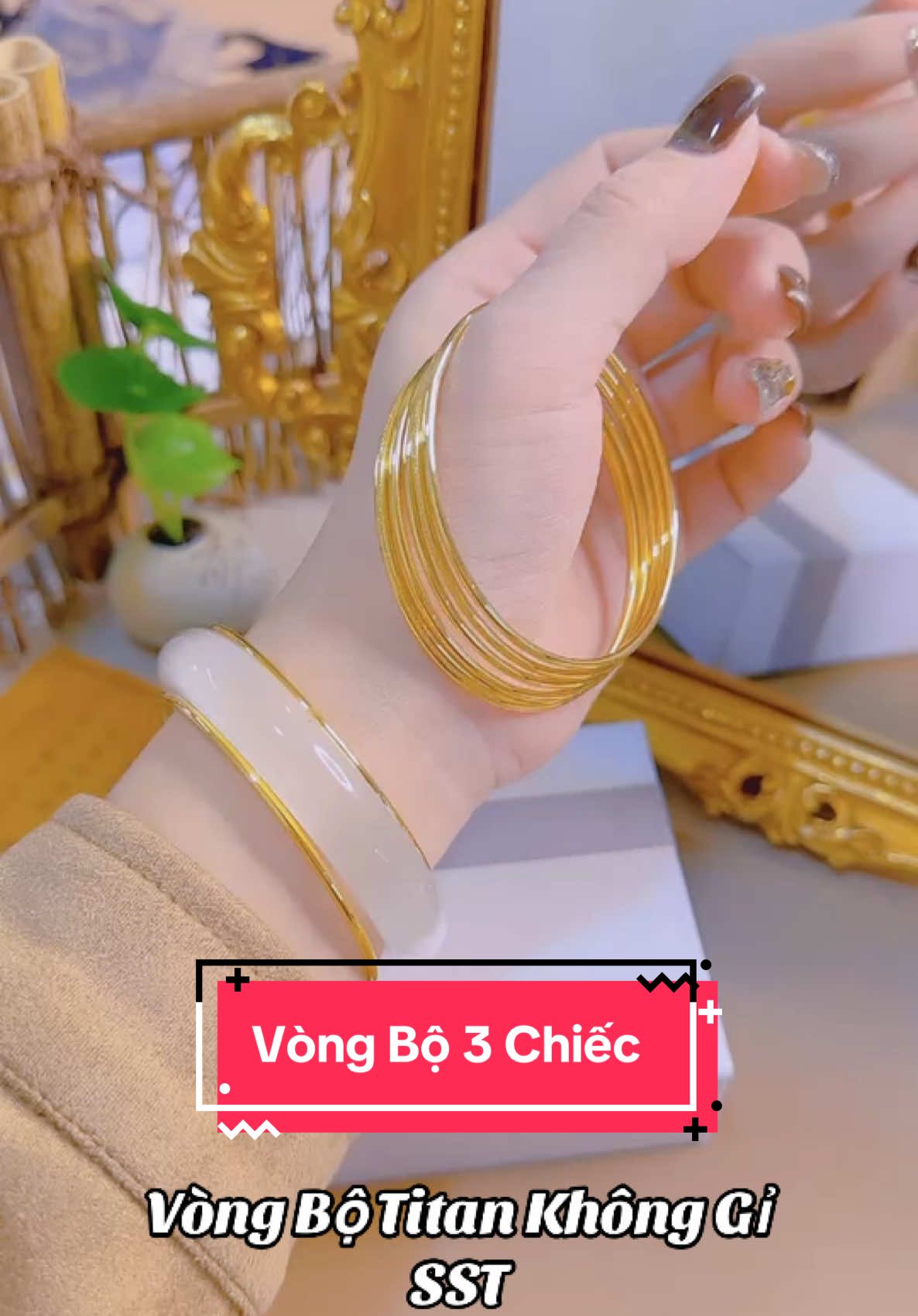 💥Vòng bộ sang chảnh. Ni52-55 đeo đẹp ạ. Vòng chỉ 1 size ạ. Titan không phai màu. Bảo hành lên đến 6 tháng. #vongtay #titan #sst