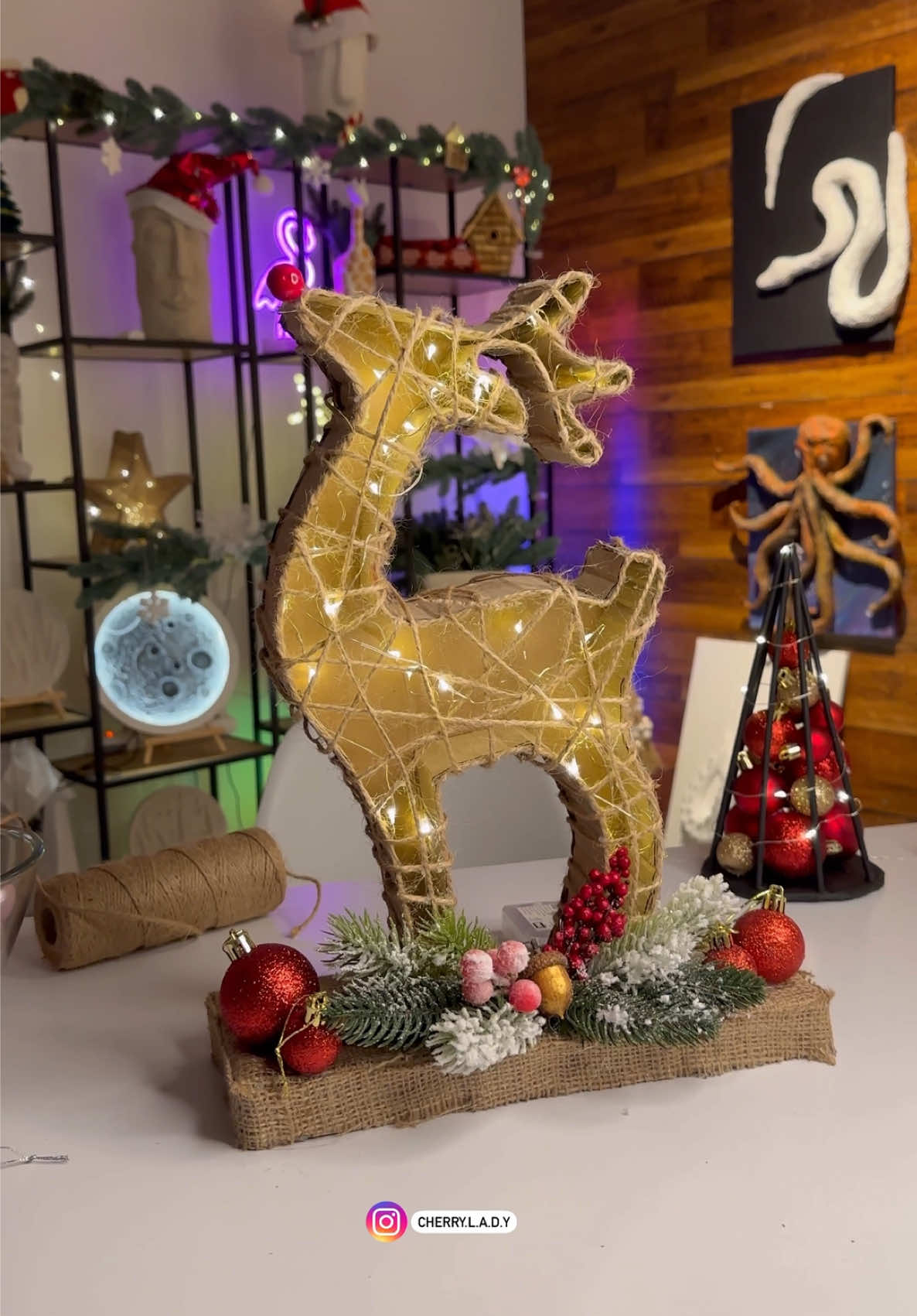 🔥Song: “All Day All Night” by @vagaliofficial #vagali #alldayallnight 🔥 DIY Christmas Deer 🦌✨ Night light #diycrafts #xmas #christmasdiy #processvideo #tutorial #christmasdecor #lifehacks #DIY #diyproject #dollartreediy #fairylights #homedecor 