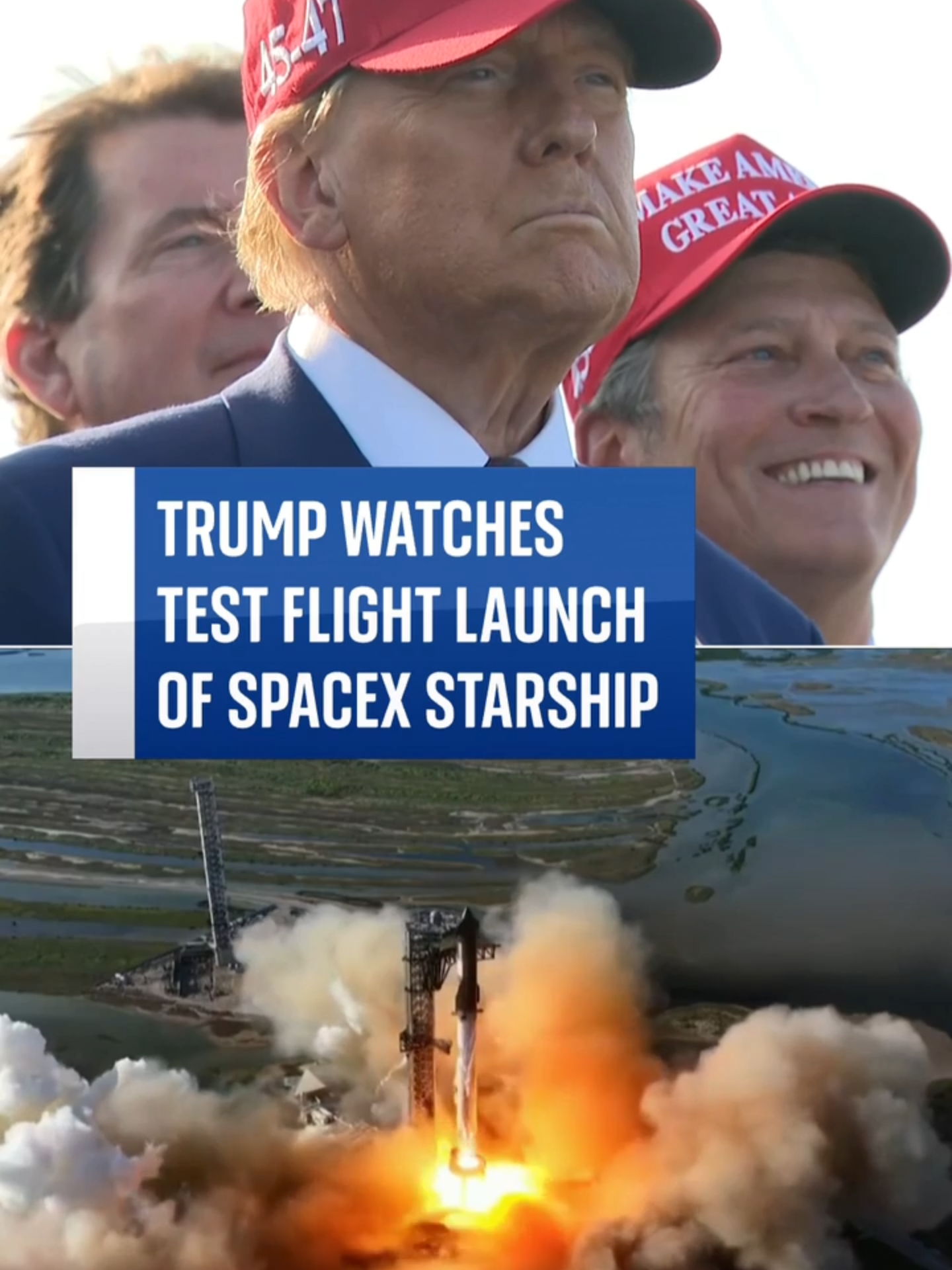 #President-elect #DonaldTrump and his son, Donald jr, attended the rocket launch of #SpaceX's #Starship in Boca Chica, Texas.