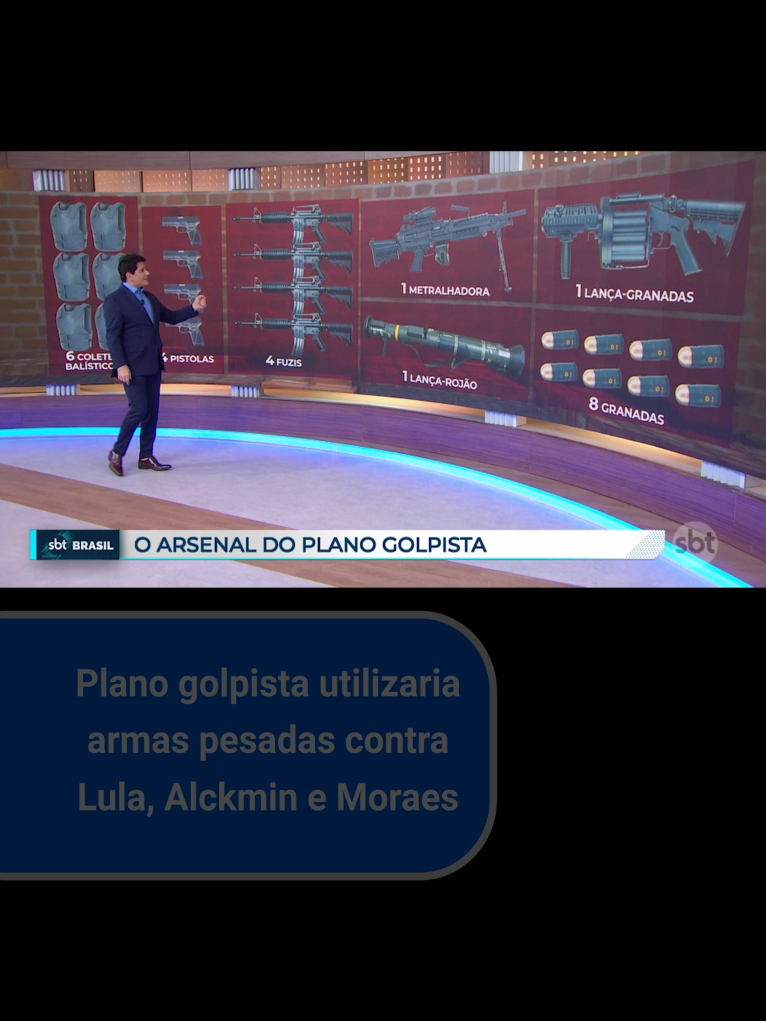 Plano golpista utilizaria armas pesadas contra Lula, Alckmin e Moraes | SBT Brasil (19/11/24) Quatro militares do alto escalão do Exército e um policial federal, presos nesta terça (19), foram os alvos da Operação Contragolpe. A ação mirou suspeitos de planejar um golpe de Estado após as eleições de 2022 e também assassinar o presidente Lula (PT), o vice-presidente Geraldo Alckmin (PSB) e o ministro Alexandre de Moraes, do Supremo Tribunal Federal (STF). | #sbtnews #sbtbrasil #Polícia