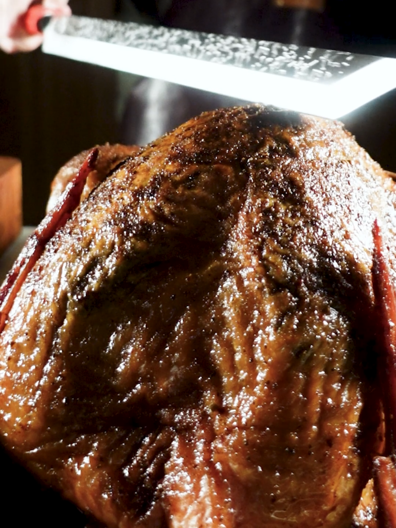 Everything You Need to Know About a Turkey: A Must-Save Video! 🦃 @Dalstrong @GMG  ✨Packed with buttery, herby, and garlicky flavor under the skin and seasoned to perfection with Right Way BBQ rubs. Here's how to make it AND prepare like a pro:👇🔥 Ingredients: 14-pound turkey (fully defrosted) 3 sticks of butter (softened) 2 tbsp fresh rosemary (chopped) 2 tbsp fresh sage (chopped) 2 tbsp fresh thyme (chopped) Zest and juice of 1 lemon 4 cloves garlic (minced) 2 tbsp Right Way BBQ Ultimate Steak Rub Right Way BBQ Midnight Kick Rub (for the outside) Steps to Cook the Perfect Turkey:1️⃣ Defrost the turkey: Refrigerator: Allow 24 hours for every 4-5 pounds (3-4 days for a 14-pound bird). Cold water method: Allow 30 minutes per pound, changing the water every 30 minutes. (About 7 hours for a 14-pound turkey.) 2️⃣ Prepare the butter blend: Mix softened butter, rosemary, sage, thyme, lemon zest, lemon juice, minced garlic, and Ultimate Steak Rub until it’s creamy and fragrant. 3️⃣ Stuff under the skin: Gently lift the turkey skin and spread the butter mixture underneath, ensuring it’s evenly distributed for maximum moisture and flavor. 4️⃣ Season the outside: Rub the entire outside of the turkey with Midnight Kick Rub to add a bold, spicy crust. 5️⃣ Smoke it: Set the smoker to 275°F and cook for 30 minutes per pound (approximately 7 hours for a 14-pound bird). Aim for an internal temperature of 165°F in the thickest part of the breast and thigh. 6️⃣ Rest: Allow the turkey to rest for 30 minutes before carving. This ensures the juices redistribute and the turkey stays moist. Pro Tips for Thanksgiving Success: ✅ How much turkey do you need? Plan 1 to 1.5 pounds per person (uncooked weight). For 10 guests, a 12-15 pound turkey is perfect. ✅ Thawing tips: Refrigerator thawing: Defrost in the fridge over several days—24 hours for every 4-5 pounds. Cold water thawing: Submerge the turkey (in its original wrapper) in cold water, changing the water every 30 minutes. Allow 30 minutes per pound for this method. ✅ Rest is key: After smoking, let the turkey rest for 30 minutes before carving to lock in the juices. ✅ Prep your tools: A sharp carving knife and cutting board. Meat thermometer for checking internal temp. Roasting pan or drip tray to catch the flavorful juices. 🔥 Bonus Tip: Smoke the turkey a day ahead and gently reheat—it gives you more time to focus on sides and family on the big day. #rightwaybbq #dalstrong 