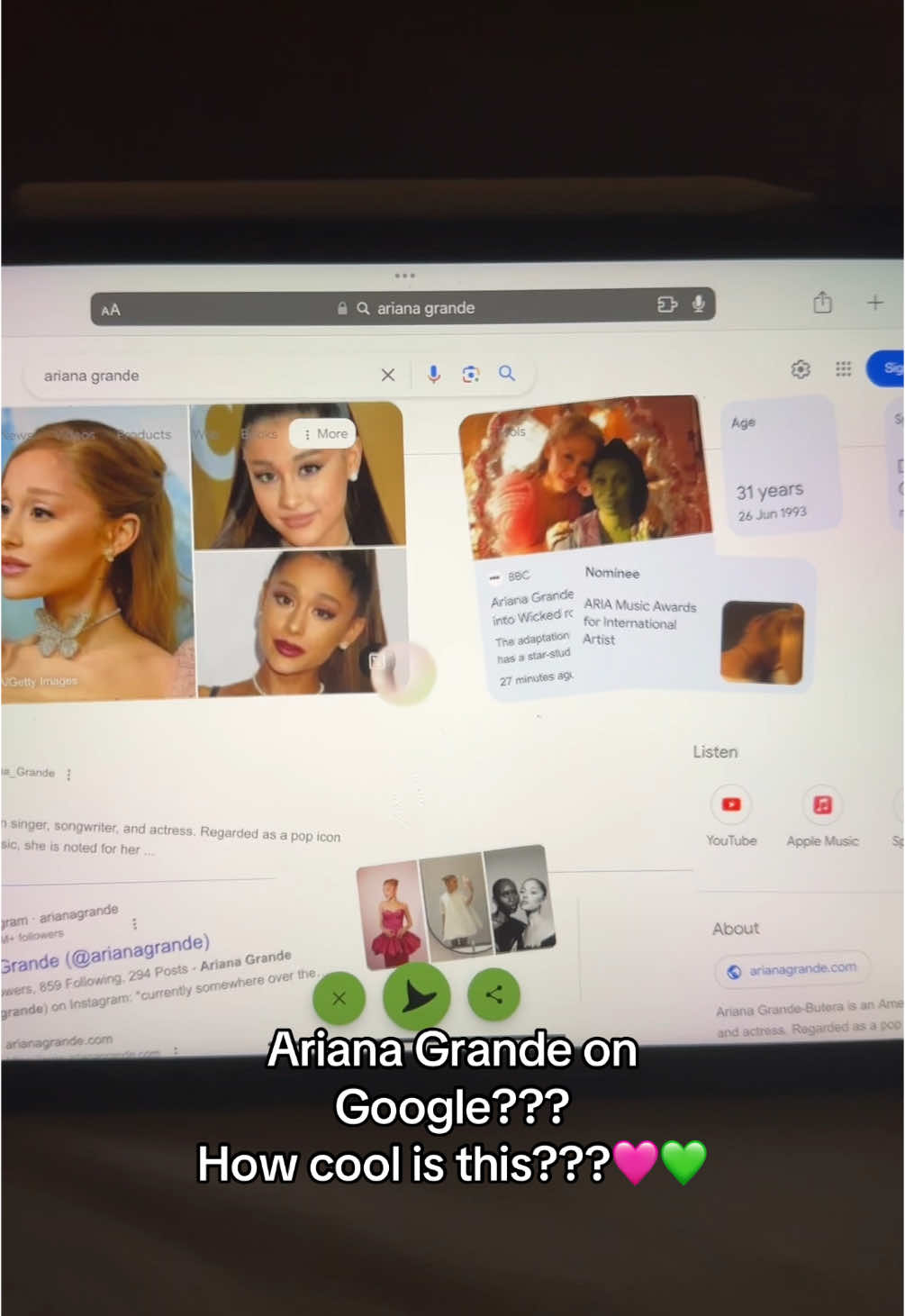 @Google ate with this one #fyp #wicked #defyinggravity #arianagrande #fypシ゚ #broadway #singing #wickedmovie #cynthiaerivo #ari #wickedthemusical #movie #foryoupagе #glinda #fyyyyyyyyyyyyyyyy #arianator #universalpictures #pinkandgreen #ariana #galinda #google 