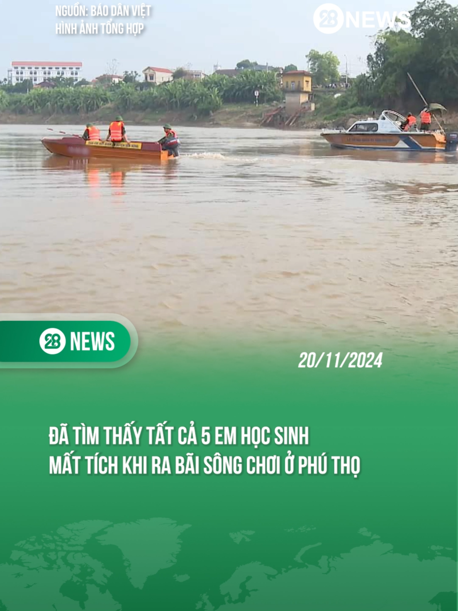 ĐÃ TÌM THẤY TẤT CẢ 5 EM HỌC SINH MẤT TÍCH KHI RA BÃI SÔNG CHƠI Ở PHÚ THỌ #theanh28 #theanh28news #tiktoknews #danviet #2024Moments