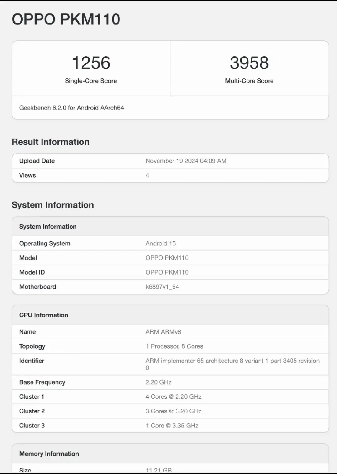 OPPO Reno13: PKM110 12GB RAM single-core 1256 points, multi-core 3958 points OPPO Reno13 Pro: PKK110, 16GB RAM, single-core 1533 points, multi-core 4642 points Dimensity 8350:TSMC #OPPO #OPPOReno13 #OPPOReno13Pro