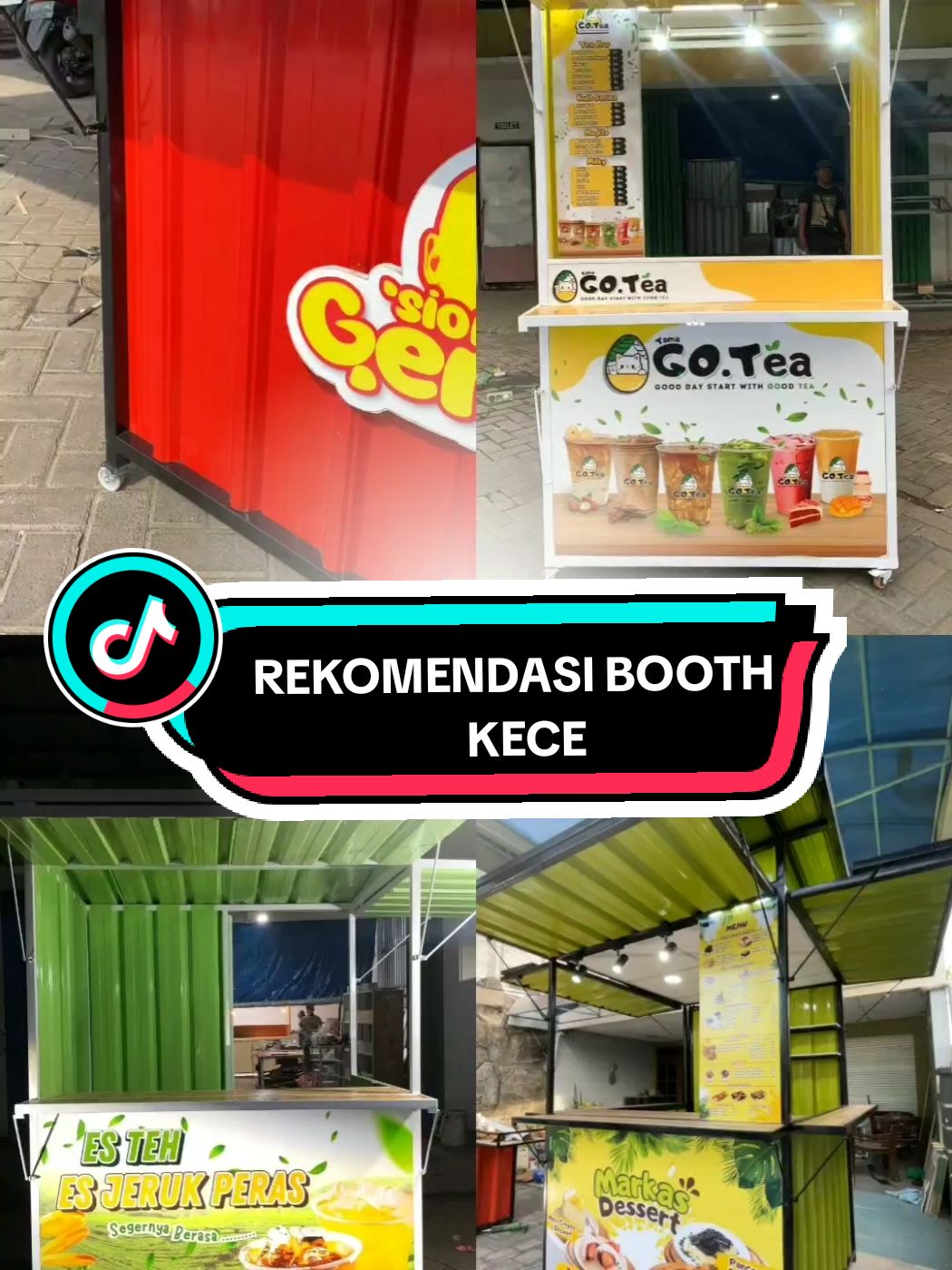 berikut beberapa rekomendasi booth kece untuk usaha kamu 🤩 @ES TEH MAMI @tamago_tea @dimsumgendudd design sticker/logo by @KMG ADVERTISING  #booth #rekomendasibooth #boothcontainermurah #kmgrombong 