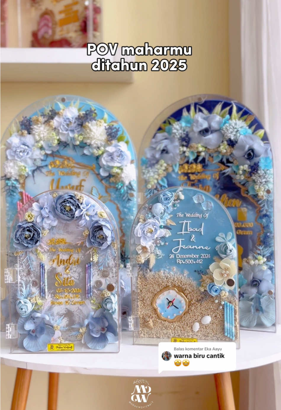 Membalas @Eka Aayu AAMIIN-kan bersama yuk💙🙋🏻‍♀️ InsyaAllah tahun 2025 dapat frame mahar yang secantik ini🥹 _ #maharweefcraft #fyp #maharpernikahan #maharaesthetic #maharakrilik #framemahar #maharacrylic #maharmurah #maharresin