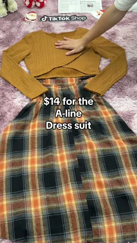 Adorable two piece set🤎🤎There is always a set of colors you like. Plaid print a-line dress suits set.#preppy #fashion #comfort #skirt #set #foryou Don’t miss it!#cozy #fallfashion #falloutfits #tiktokshopfinds #tiktokshop #tiktokshopblackfriday #falldealsforyou #spotlightfinds #tiktokshopcybermonday  #highwaist #OOTD #fyp #newarrival #hotsale #onsalenow️️️🔥🔥🔥🔥 #onsale #2024fashiontrends 