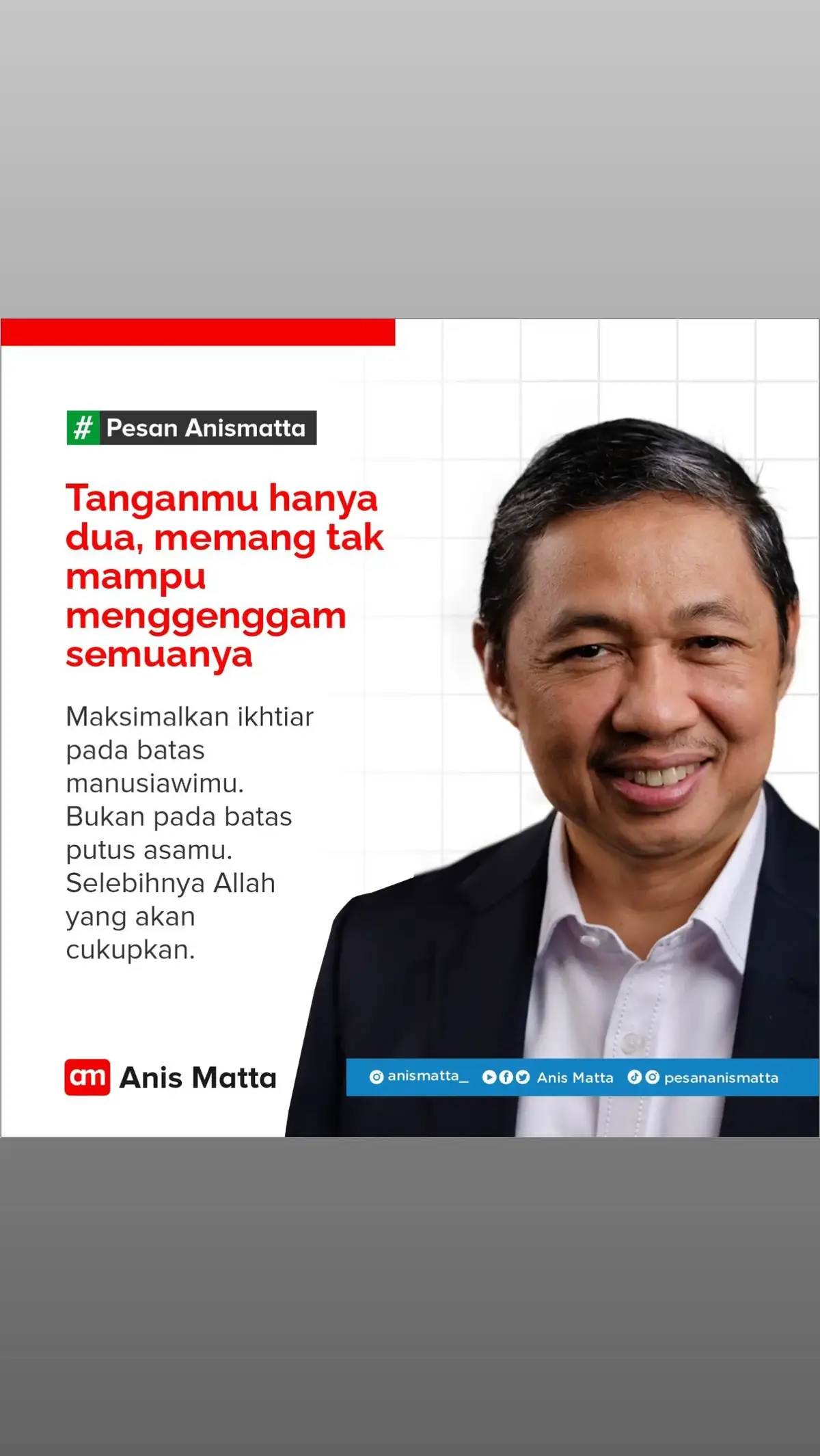 Tanganmu hanya ada dua, jangan memaksa untuk menggenggam semuanya karna itu tidak mungkin. #pesananismatta #anismattaquotes #anismatta #story 