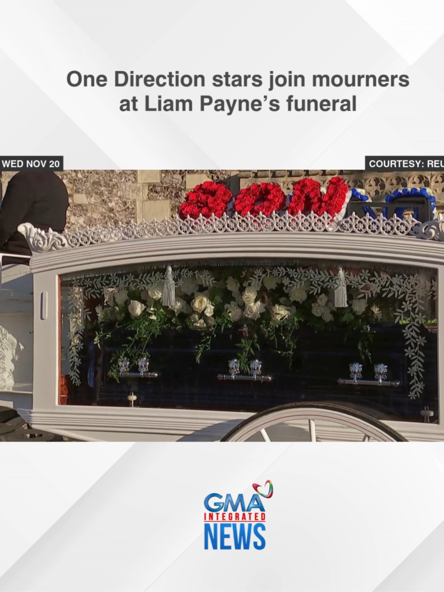 Former One Direction members Louis Tomlinson, Harry Styles, Zayn Malik, and Niall Horan attend the funeral of their fallen member Liam Payne at St. Mary's Church in Amersham, near London, Britain on November 20, 2024.  COURTESY: REUTERS