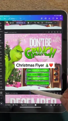 I created these elements and used canva to put it all together! Its all about how you design, not the platform 😌 you can eaily edit this flyer too! Check out my shop ☺️ #grinchmas #canvadesign #canvatutorial #canvadesigner #canvatips #flyerdesign #nailtech #lashtech #hairstylist #wiginstalls  