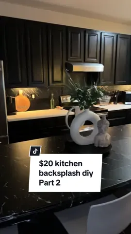 Kitchen remodel part 2! I want my kitchen black! #peelandstick #peelandsticktile #kitchendiy #kitcheneemodel #blackhomedecor #contactpaper #blackkitchencabinets #warmhomedecor #interiordesign 