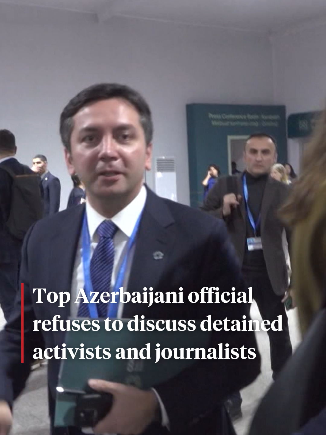 Democracy Now!'s Amy Goodman tried to ask a top #Azerbaijan official at #COP29 why the country had jailed so many activists, journalists and government critics ahead of the international climate summit.