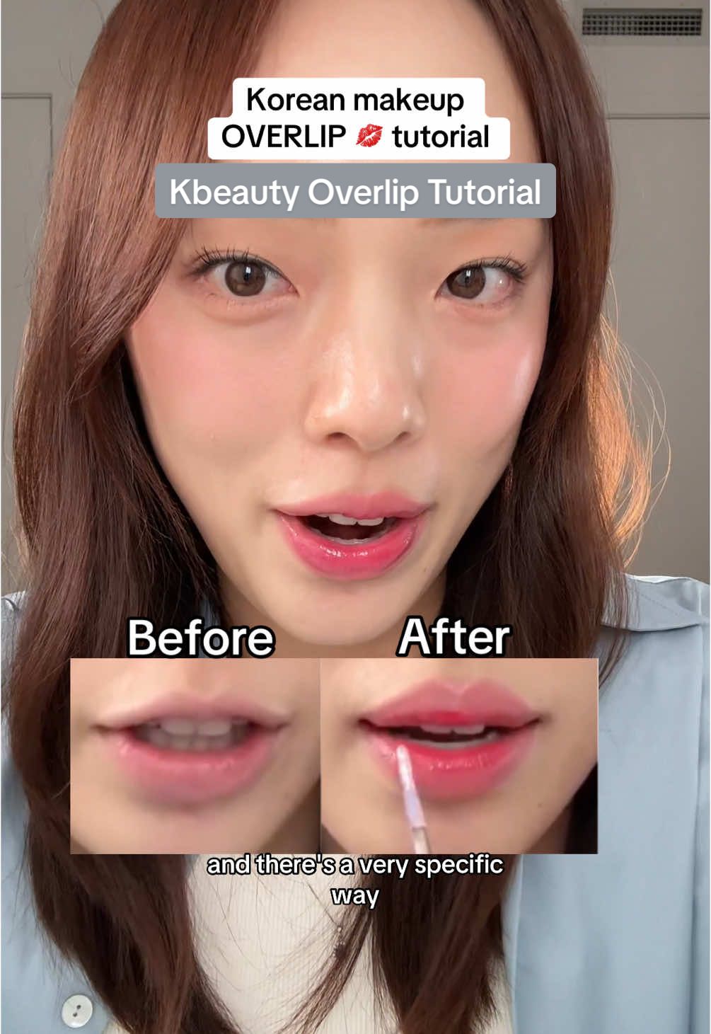 This is the most natural way to do that korean makeup overlip! I’m using the @colorgram.official overlip maker in cool pink 💖 AD  #lipliner #fulllips #kbeauty #koreanmakeup #overlip #colorgram 