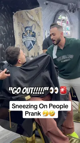 Dude Took Me Off The Chair 🤣🤧 #fyp #prank #fypシ #foryoupage #sneeze #barbershop #lol 