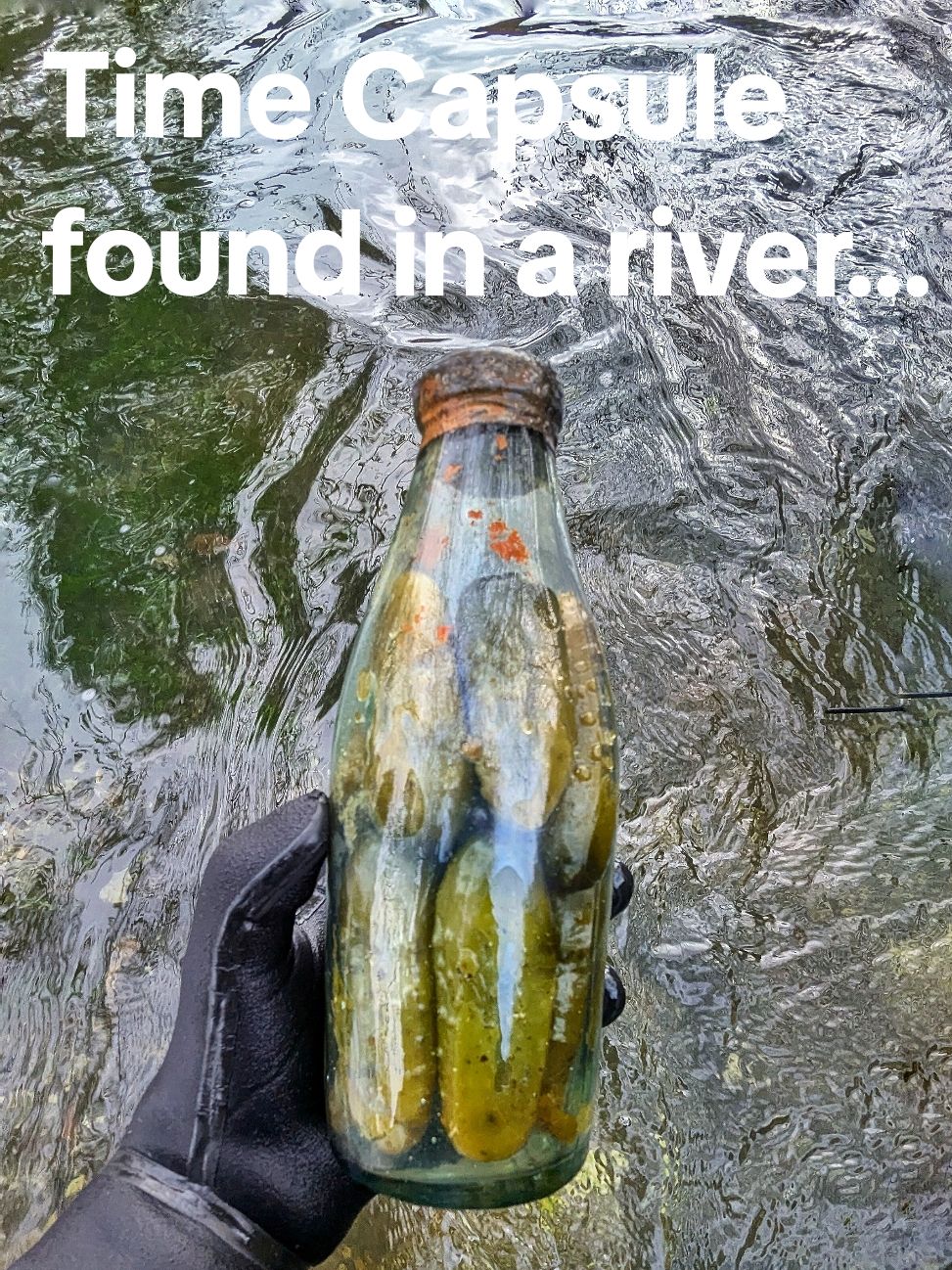 120+ years old! 👇...Visit my Insta - @myordinarytreasure for the details and updates on my river finds. *** Bottle of pickles 'fresh' from the river! Well, you've got to love a time capsule, but I certainly wouldn't have expected it to be in the form of a 120 odd year old jar of pickles, discovered completely intact, still corked and with embossed topper, found in a river last weekend. The company name is W & D Harvest of Dowgate Dock, Upper Thames Street, London and although I can't find the exact trading dates, I have found record of William Harvest at this address listed as a Spice Dealer and Salterer in the 1870s and then listed as W & D, still trading in 1910. The bottle itself is aqua glass with applied lip, it's certainly not a bottle type I would ever have associated with pickles, and now I understand why those exceptionally long pickle forks were so popular back in the day. Other finds in this little spot would point to a date of around 1890-1910! Now I am going to seal the top with wax...and never ever be tempted to open it!  *** #timecapsule #riverfinds #mudlarking #treasurehunting #happyplace 