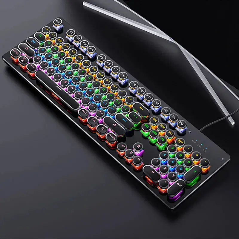 Tired of your boring old keyboard? Spice up your typing experience with the Clavier Mécanique Rétro Punk RGB 104 Touches for €56.70! 💥💻 Say goodbye to mundane typing and hello to a keyboard that's as flashy as your personality. Who needs a basic keyboard when you can type in style and stand out from the crowd? 🌈🚀 #KeyboardUpgrade #TypingInStyle #TechTrends #GadgetGourou #RetroKeyboard