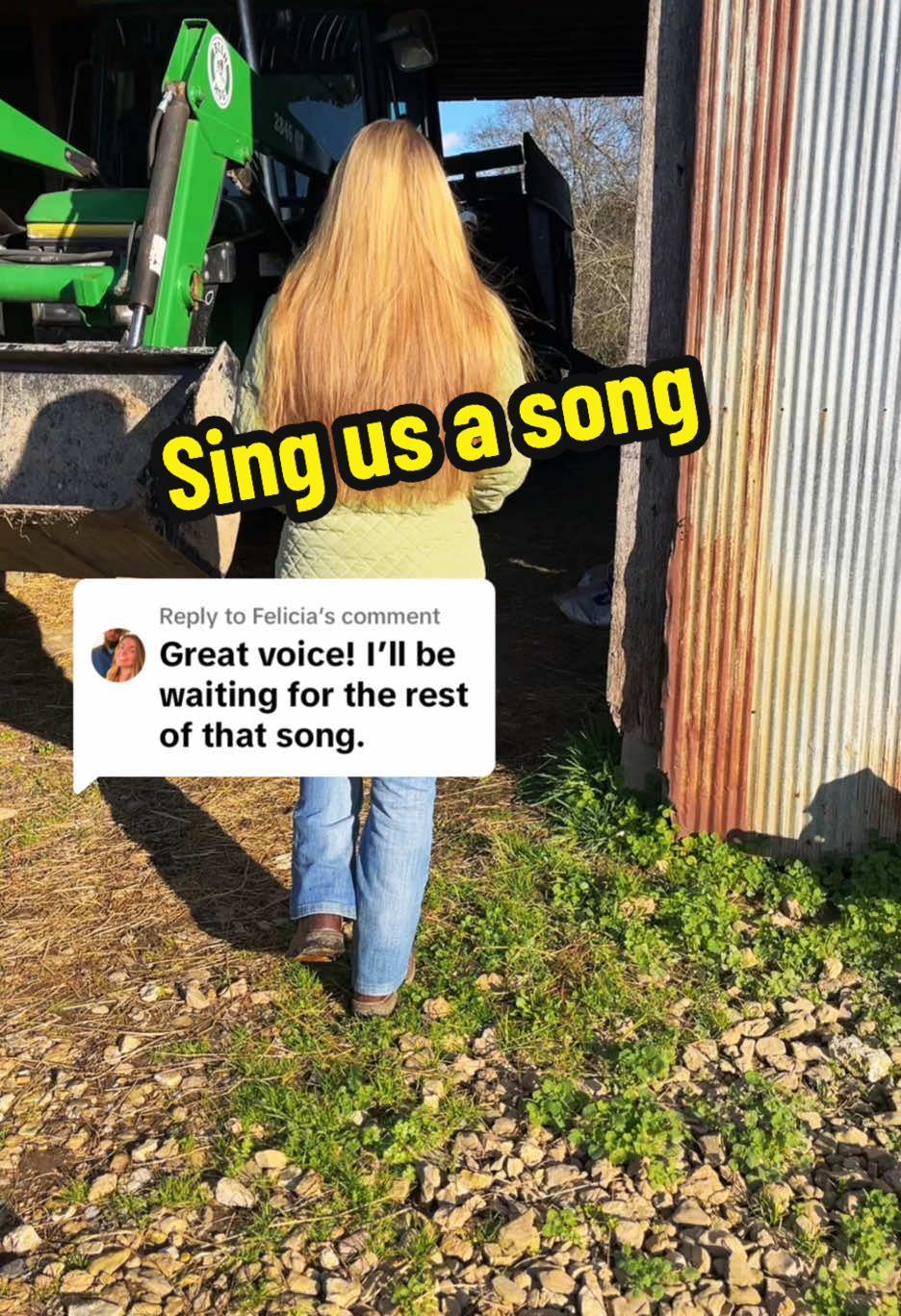 Replying to @Felicia This farmgirl is chasing coons and singing country. Love the sound of her voice.#farmfamily #country#barnloft#barn#farm@WAYLON WYATT has some great music check him out.