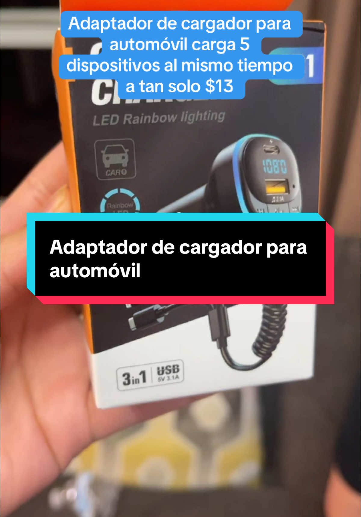 Adaptador de cargador para automóvil, carga 5 dispositivos al mismo tiempo #adaptadorparaauto #cargadorcarro #auto #carro #cargadordecarro #TikTokShop #paratii 