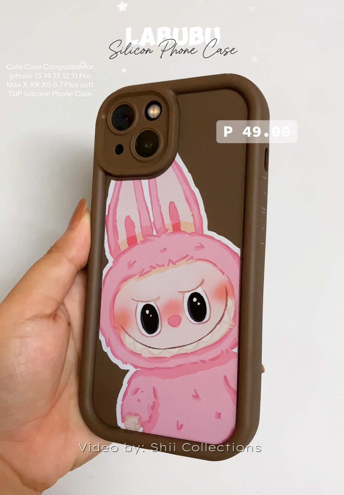 BUY HERE👉🏻@Shii Collections👈🏻 Cute Case Compatible for Iphone 15 14 13 12 11 Pro Max X XR XS 8 7 Plus soft TUP Silicone Phone Case Labubu Casing #labubucasing #labubu #caseforiphone #fyp 