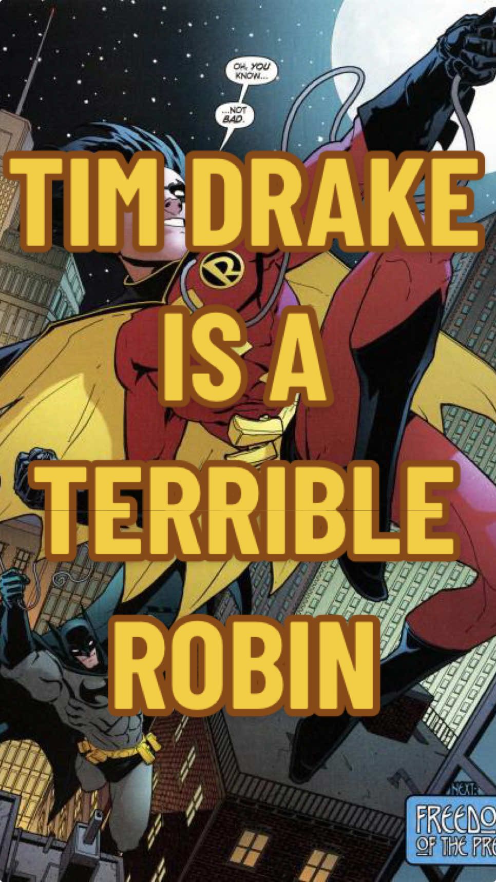 Hes just NOT Robin. Simple as that. (For legal reasons this is a joke…mostly… blame @Scarlett, she convinced me.) #nerd #comic #comics #funny #batman #robin #timdrake #batgirl #greenscreen 