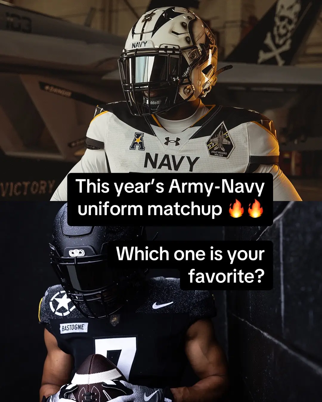 Which one is your favorite? #cfbonfox #army #navy #uniform #threads 