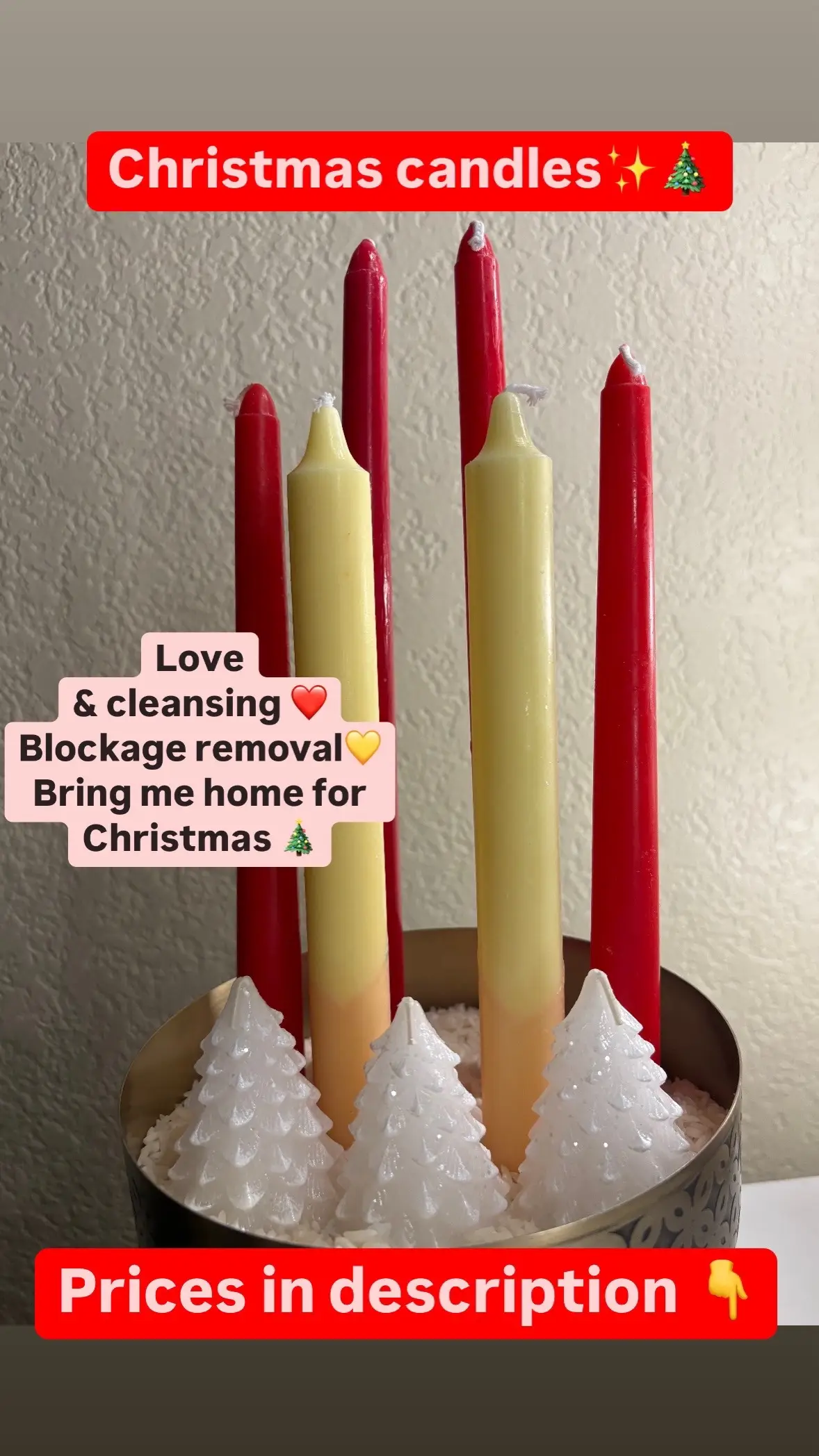 Love & cleanse $45 Blockage removal $55 Bring me home for christmas $75 #candles #bundles #christmas #spiritual 