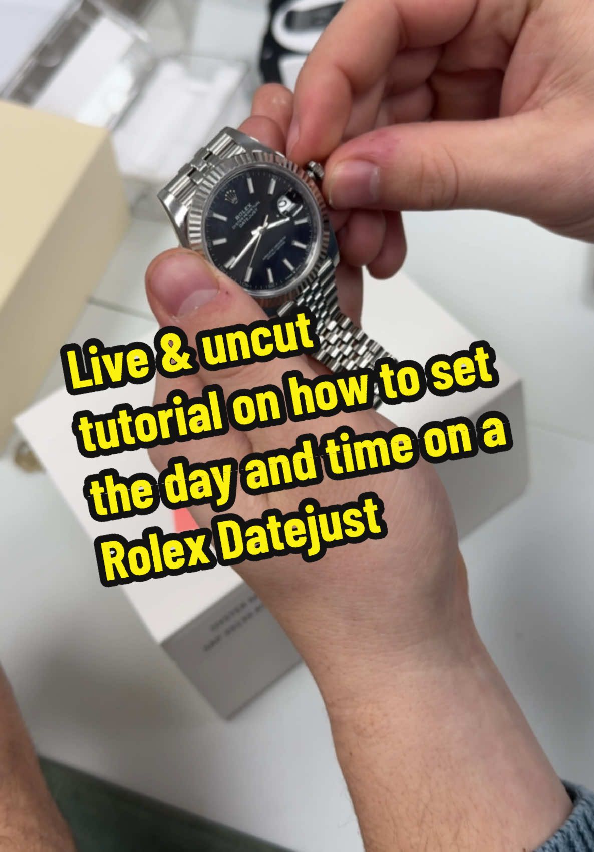 John shows our customer how to properly set his brand new 41mm Rolex Datejust. Who wants more educational content like this? #rolex #watches #business #entrepreneur #watchtok #foryou 