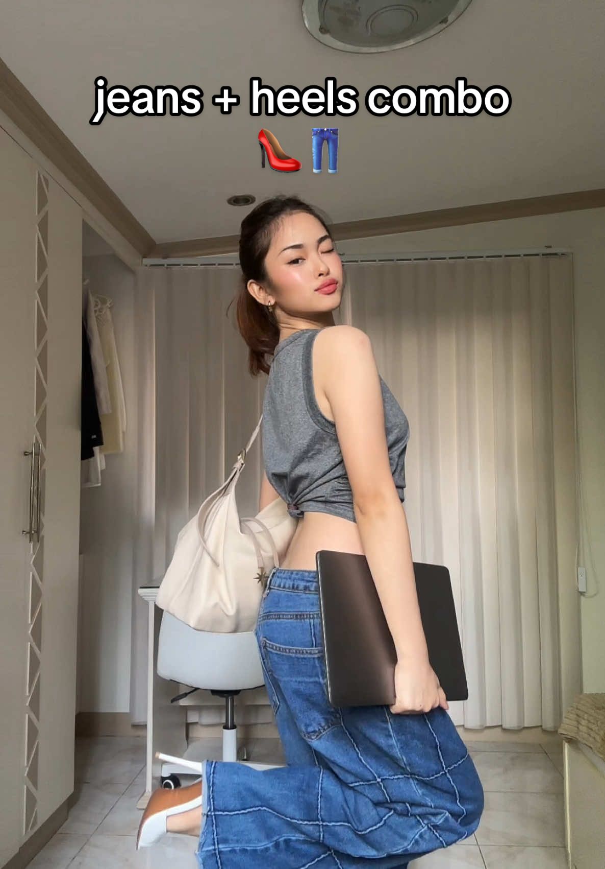 jeans + heels combo >>>> best combo!! bag: @glisstheobject heels: @luccavudor  #outfit #OOTD #fitcheck #fyp #outfitideas #inspooutfit #fashion #outfitinspiration #outfitcheck 