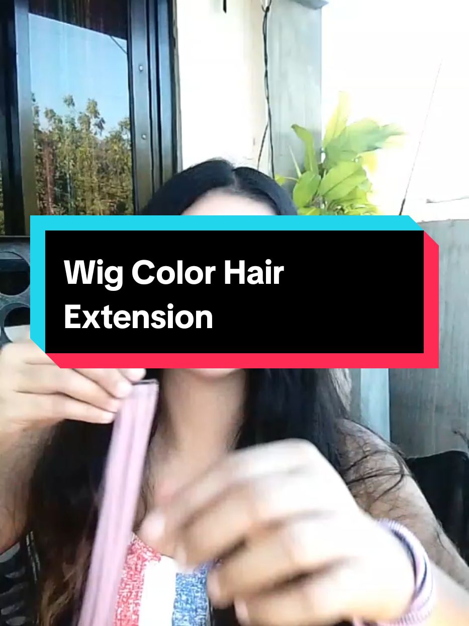 Hanging Ear Dyed One Piece Long Straight Wig Color Hair Extension #wig #hairextensions #hairextension #hair #hairstyle #hairhighlights #hangingeardye #haircolor #colorhairextensions 