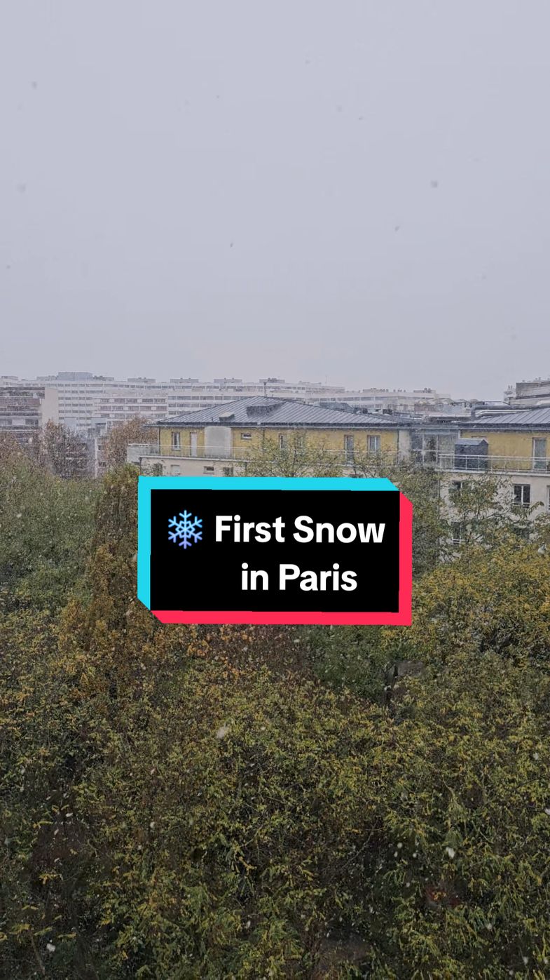 Are you seeing this? It's the first snow in paris right now. waiting to build a snowman ⛄️  #foryou #firstsnow #snow  #Paris #fypシ 