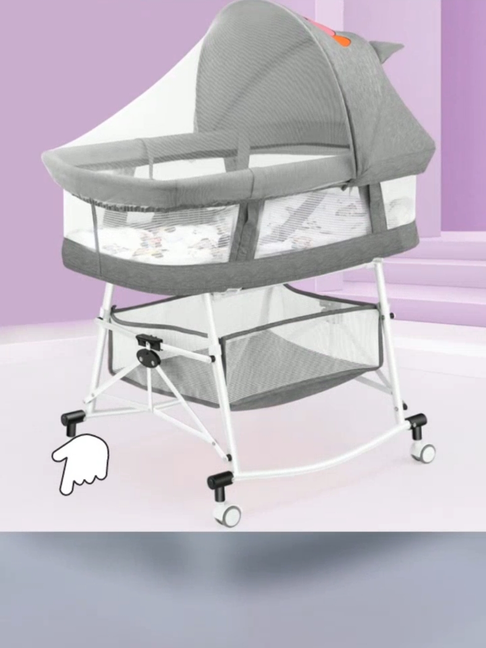 3 in 1 Baby Crib Rocker Bed Newborn Sleeping Basket Portable #Cradle Cradle Cart Multifunctional Liftable With Mosquito Net Bassinet #17285  Price dropped to just ₱1,930.00!