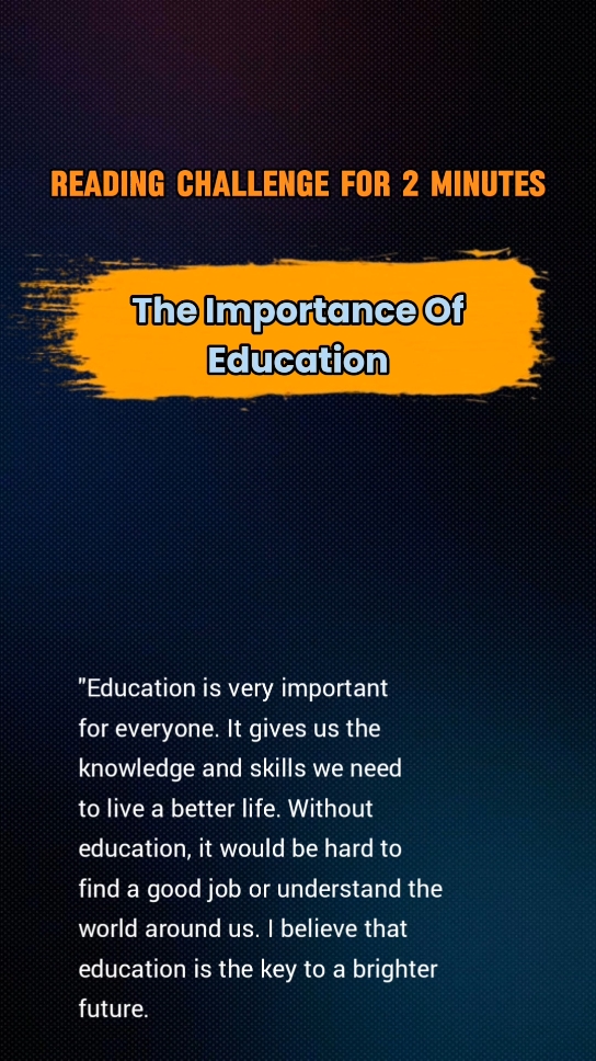 Speak Loud ' The Importance Of Education ' A2 Level  #englishconversation #basicconversation #reading #readingchallenge #practice #learnenglish #english #education 