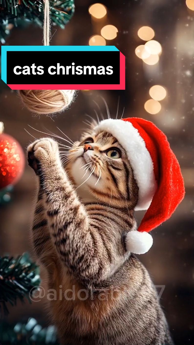 Cats are ready for chrismas #cats  #kitten  #chrismas  #santacruz  #catsoftiktok  #ai  #midjourney 