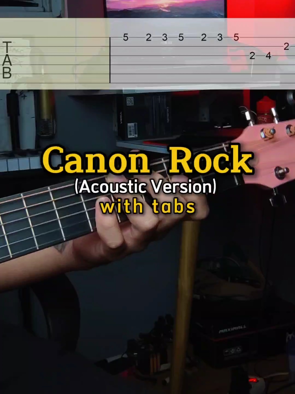 🎶Canon Rock + TAB (Acoustic Version) 🔥 siapa yg pas belajar gitar lgsung mau cobain lagu ini? 🤓 #canonrock #guitartabs #acousticcover #guitartok 