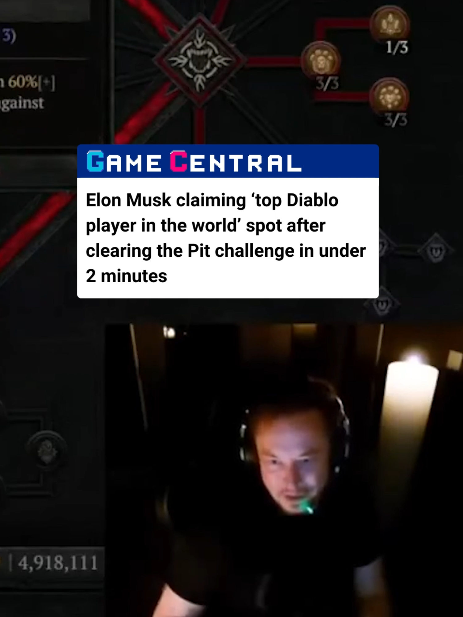 He claims to have cleared in in 1 minute and 52 seconds, 7 seconds faster than the current leader, Resistance. #elonmusk #pitchallenge #diablo #diablo4 #musk #gaming #gamingnews #tesla #thepit