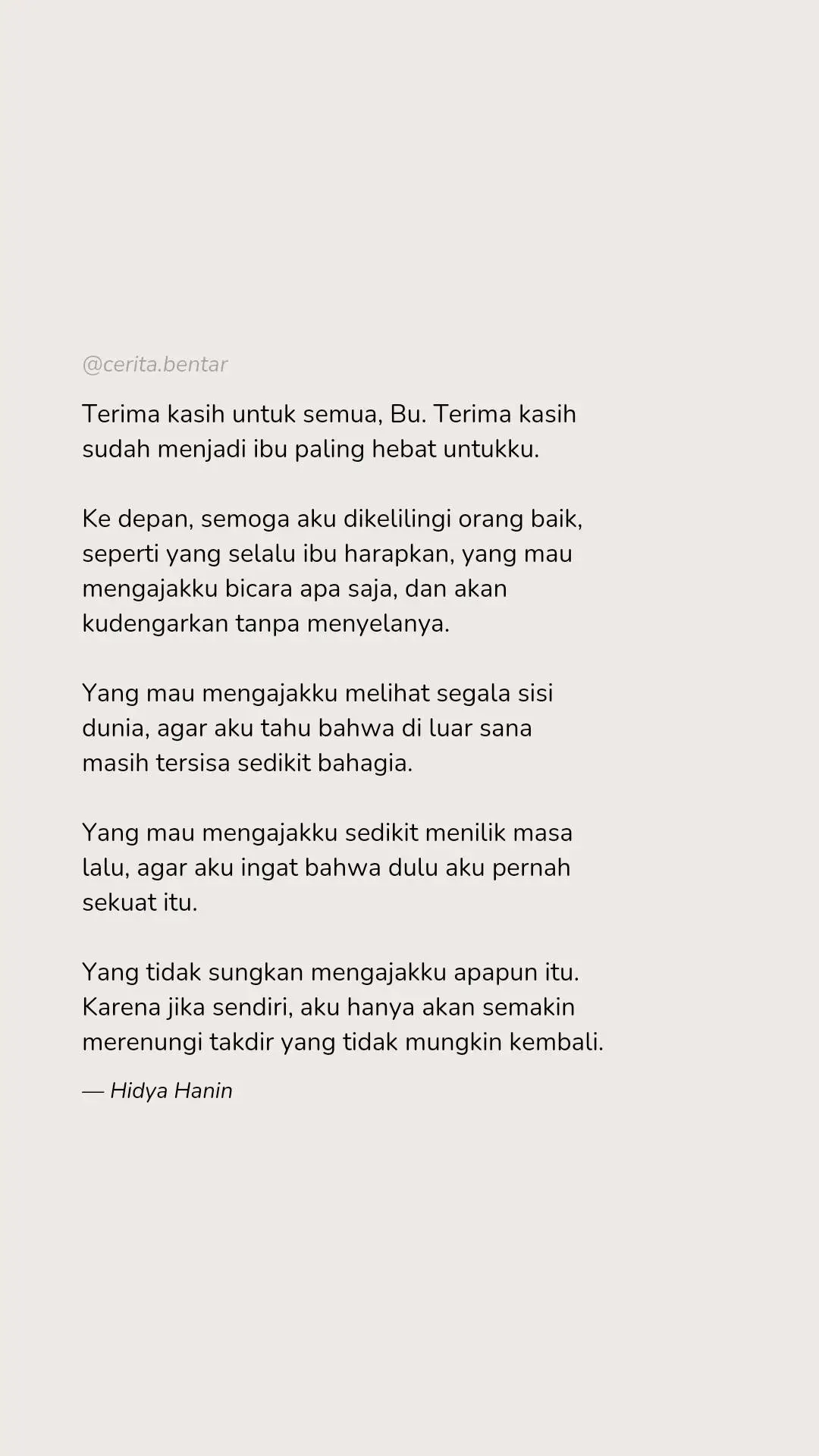 Terima kasih, Bu. Aku akan selalu rindu ibu #ceritabentar #ceritahidya #ceritasebentar #ibuhebat #rinduibu #fypシ゚ 