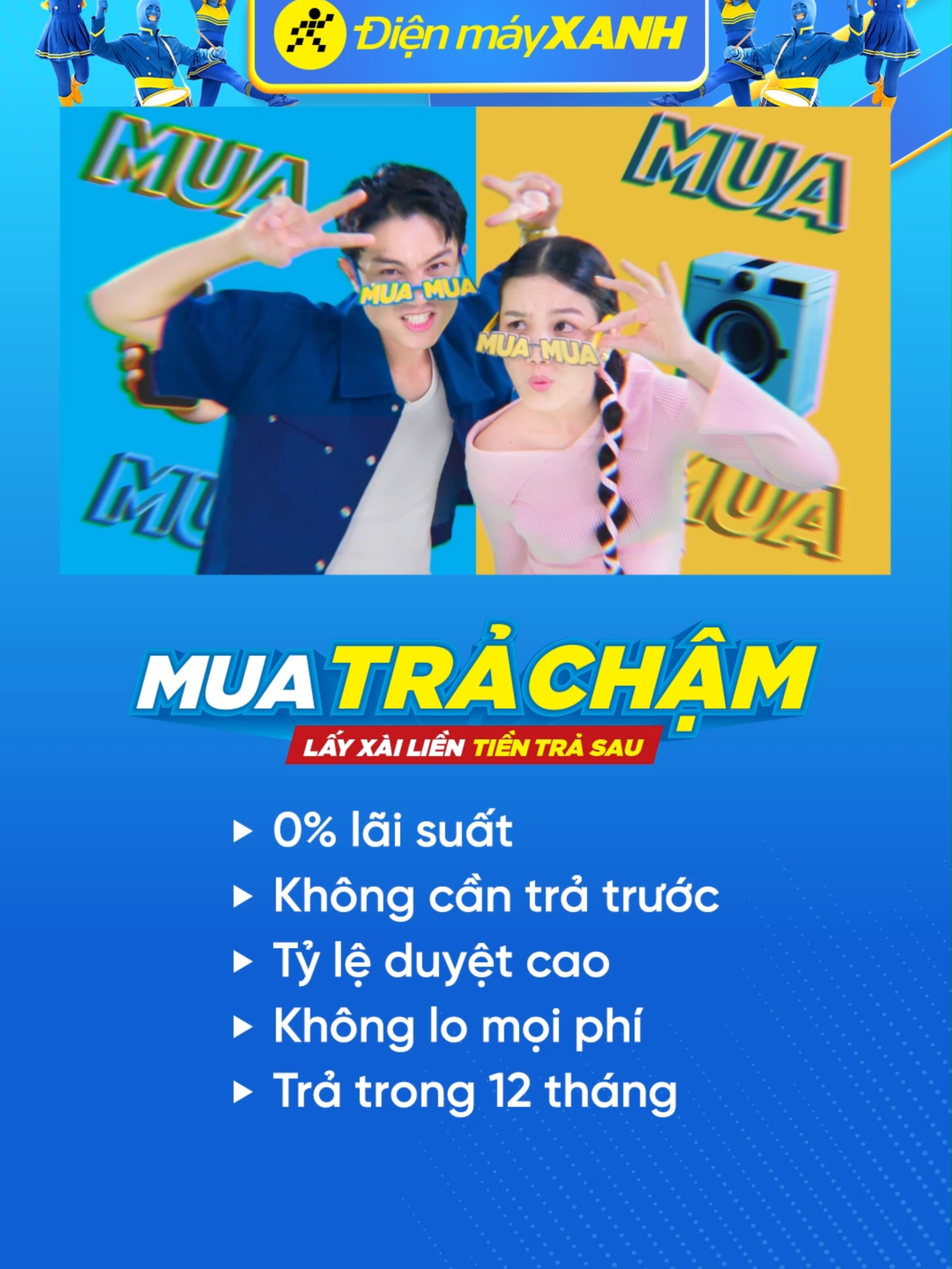 MUA TRẢ CHẬM - Lấy Xài Liền, Tiền Trả Sau. Đến ngay Điện Máy XANH, nhận muôn vàn ưu đãi!!! #muatracham #dienmayxanh 