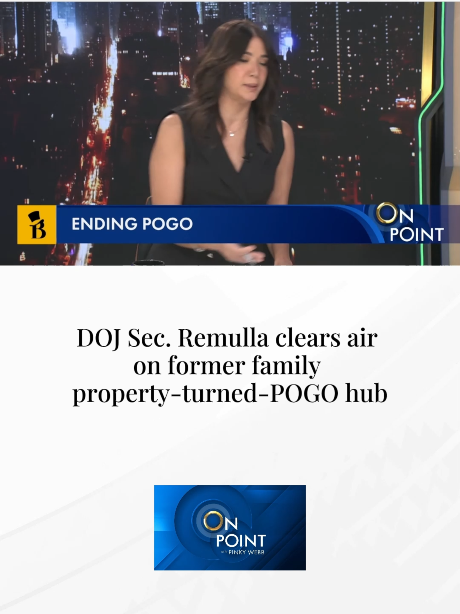 DOJ Sec. Boying Remulla clarified his family’s stake in Island Cove, which is now a POGO hub. #OnPoint