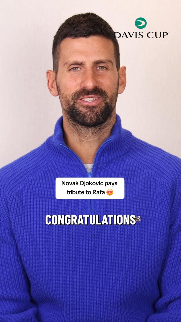 From legend to legend 🤝 a message from @Novak Djokovic 👋 #DavisCup #GraciasRafa #Nadal 