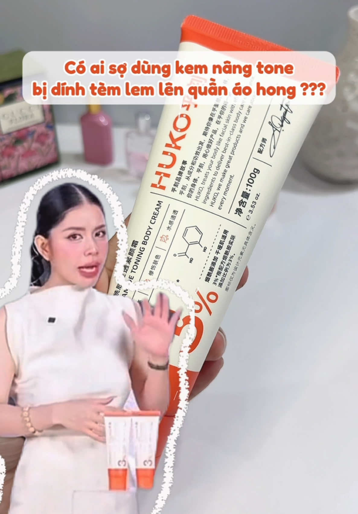 Mua ngay kem nâng tone body mà c Hằng Du Mục rcm #huko #kemnangtone #makeupbody #trangda #hangdumuc #kemhuko 