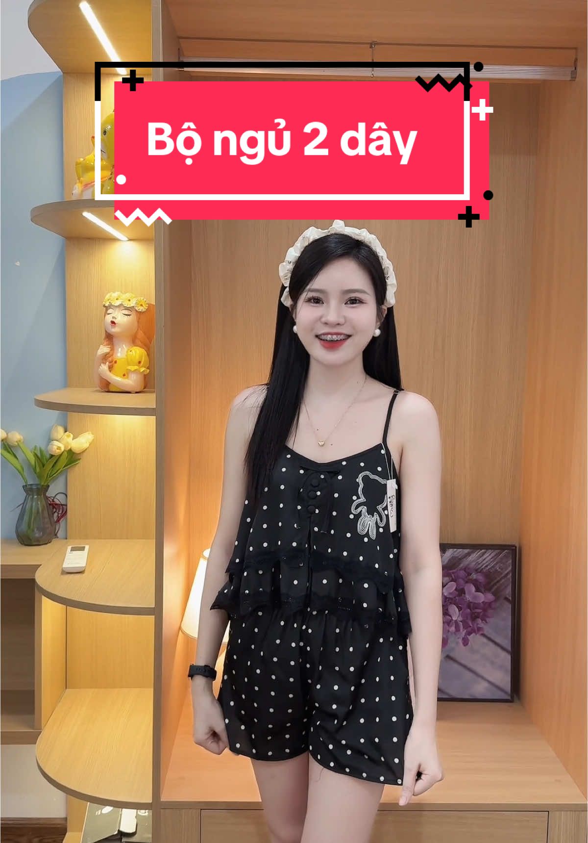 Bộ ngủ 2 dây chấm bi. Phối ren phối nơ dễ thương  #champhanreview #champhan #châmphan #review #dobo #dolua #doboxinh #doluaxinh #dobomacnha #pijama #thoitrangmacnha #dolua2day #thoitrang #thoitrangnu #bongu 